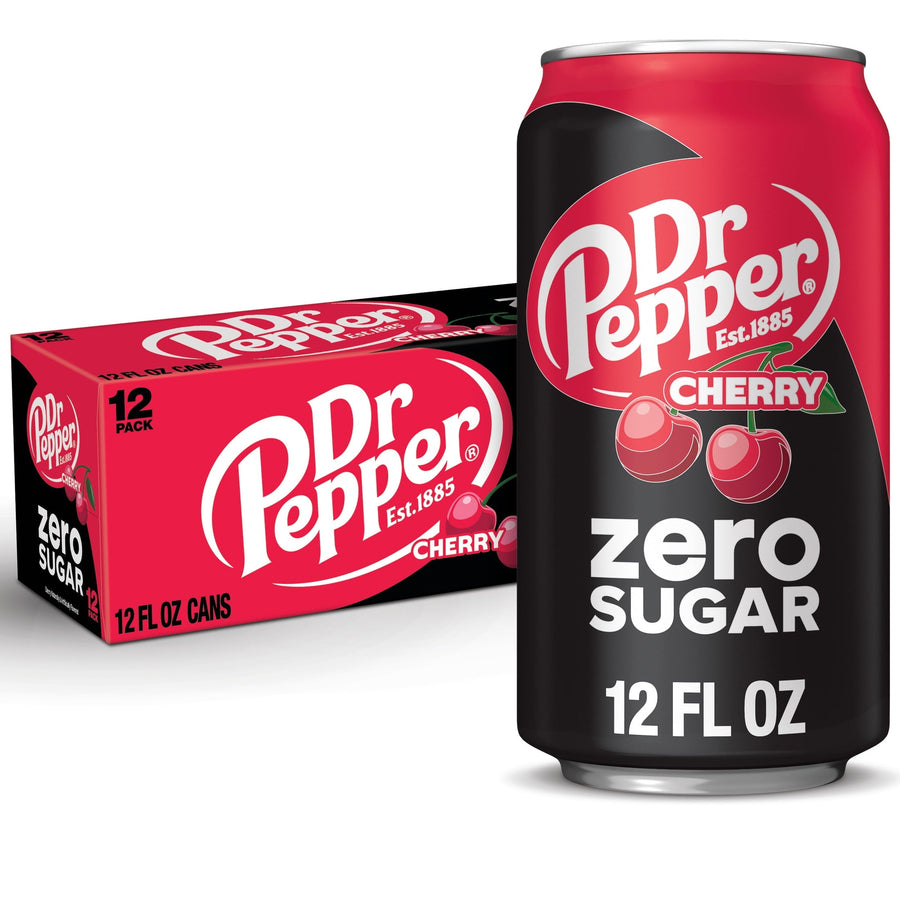 Dr Pepper Cherry Zero Sugar Soda - Smooth Bottle Pour